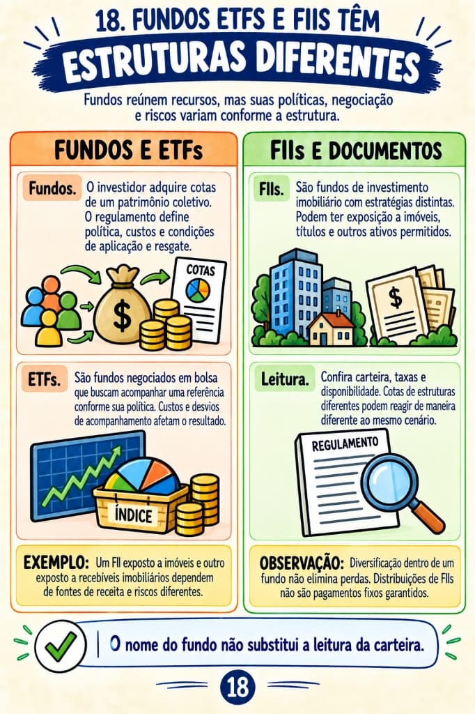 Fundos, ETFs e FIIs: Estruturas Diferentes