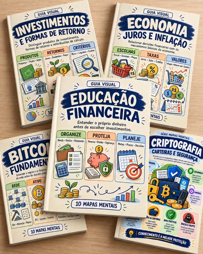 Coleção Visual HDZ Finance sobre Educação Financeira, Investimentos, Inflação e Juros